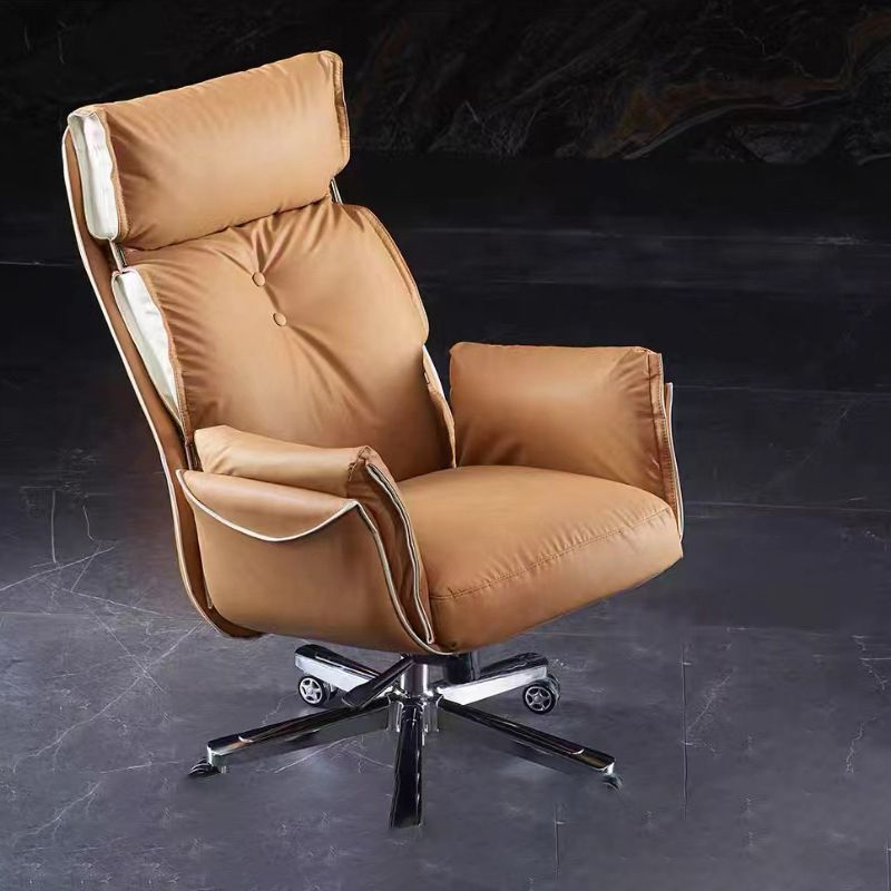 29" Wide Contemporary Managers Chair Orange Leather Executive Chair