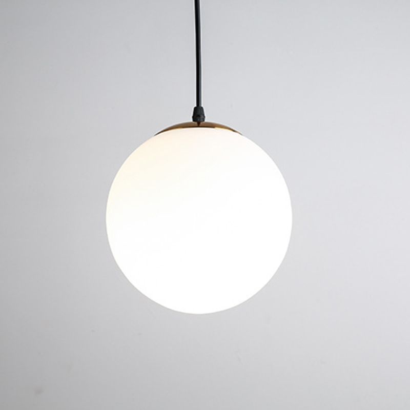 1 Light Spherical Pendant Light Modern Simple Frosted White Glass Glass Dining Table Hanging Lamp