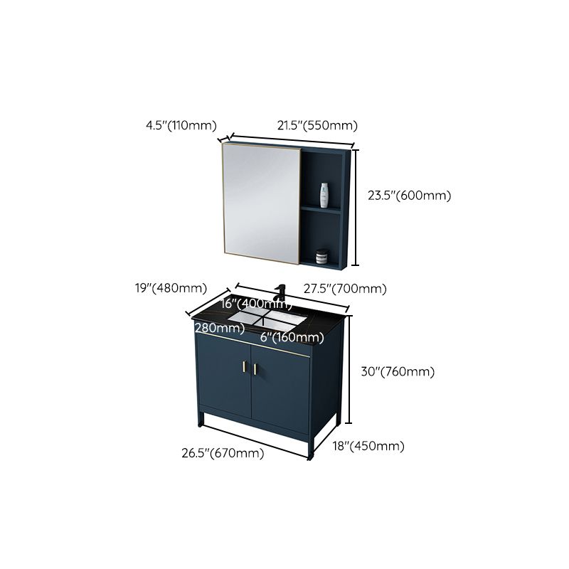 Bathroom Sink Vanity Rectangular Doors Drawers Faucet Vanity Sink with Mirror