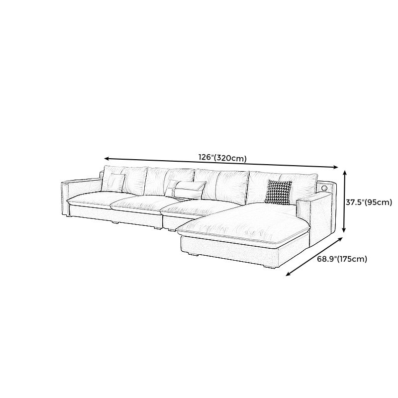 Modern Square Arm Sectionals 33.46"H Pillow Back Sofa and Chaise