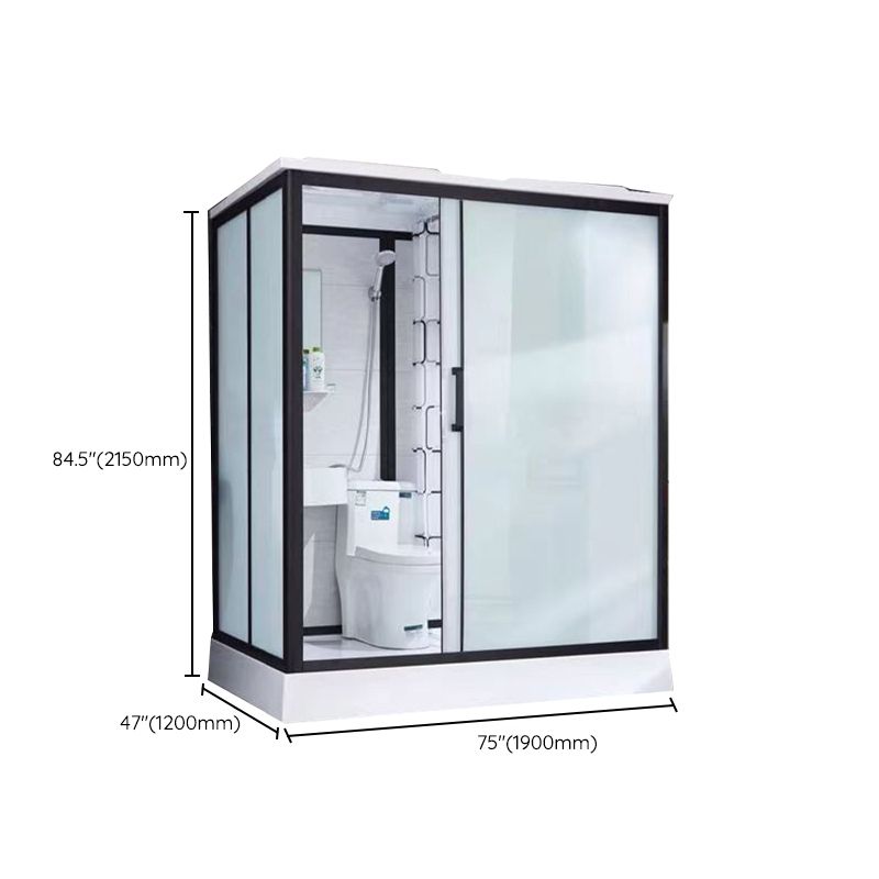 One Piece Tempered Glass Single Sliding Shower Kit White Frame Shower Enclosure