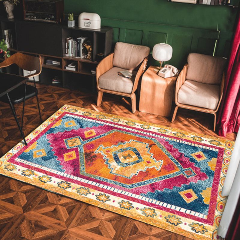 Vintage Geo Print Rug Multicolored Persian Indoor Rug Synthetics Anti-Slip Backing Easy Care Carpet for Room