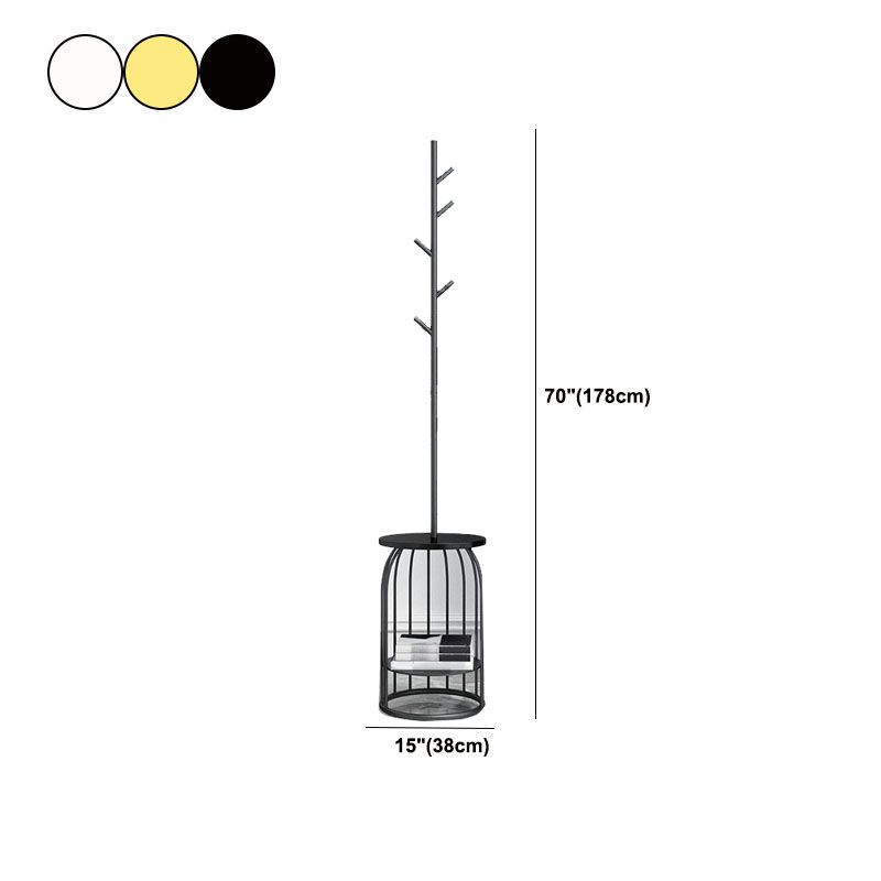 Modern Hall Tree with Hooks Birdcage Shape Entryway Kit Coat Hanger