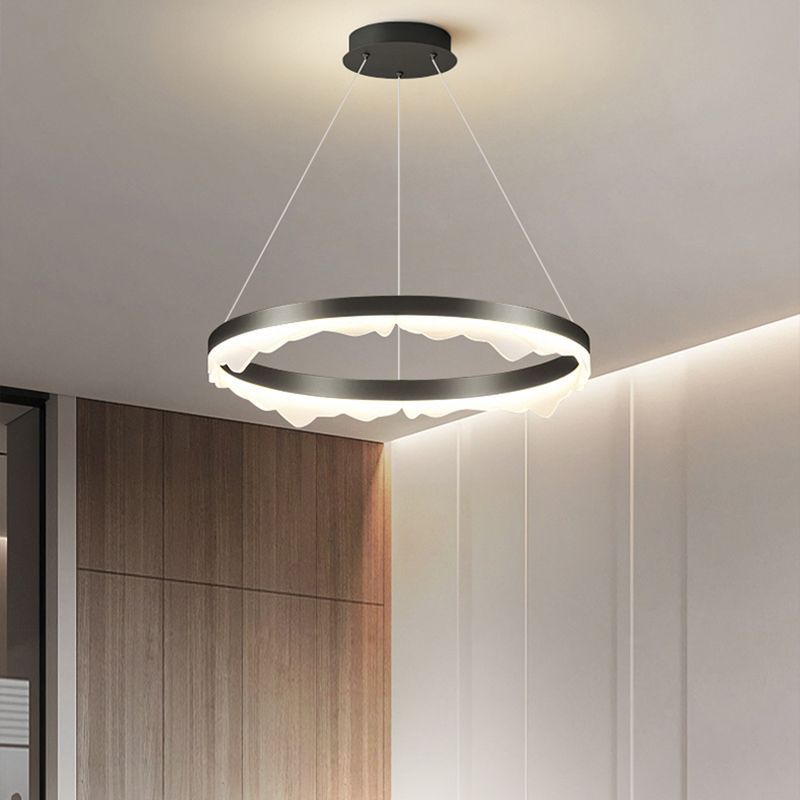 Simple LED Chandelier 1-Light Hanging Pendant Light Fixture with Acrylic Shade for Bedroom