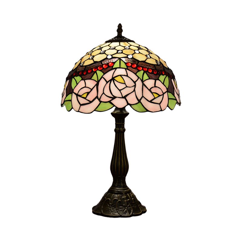 PEONY Blossom Table Light Lampada da notte in vetro rosa/arancione a mano