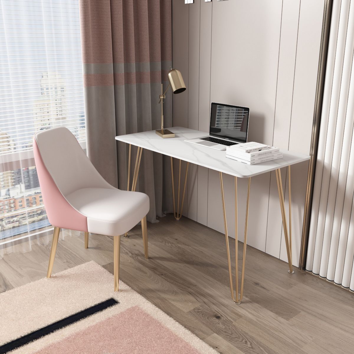 Rectangular Home Dormitory Writing Desk Glam Style Stone Office Desk