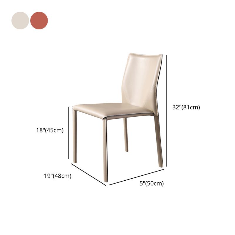 Minimalist Style Leather Dining Chairs for Home Armless Solid Back Chair