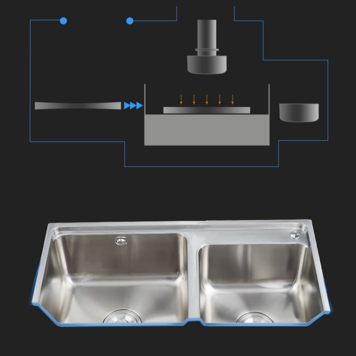 Stainless Steel Kitchen Double Sink Drop-In Kitchen Sink with Drain Assembly