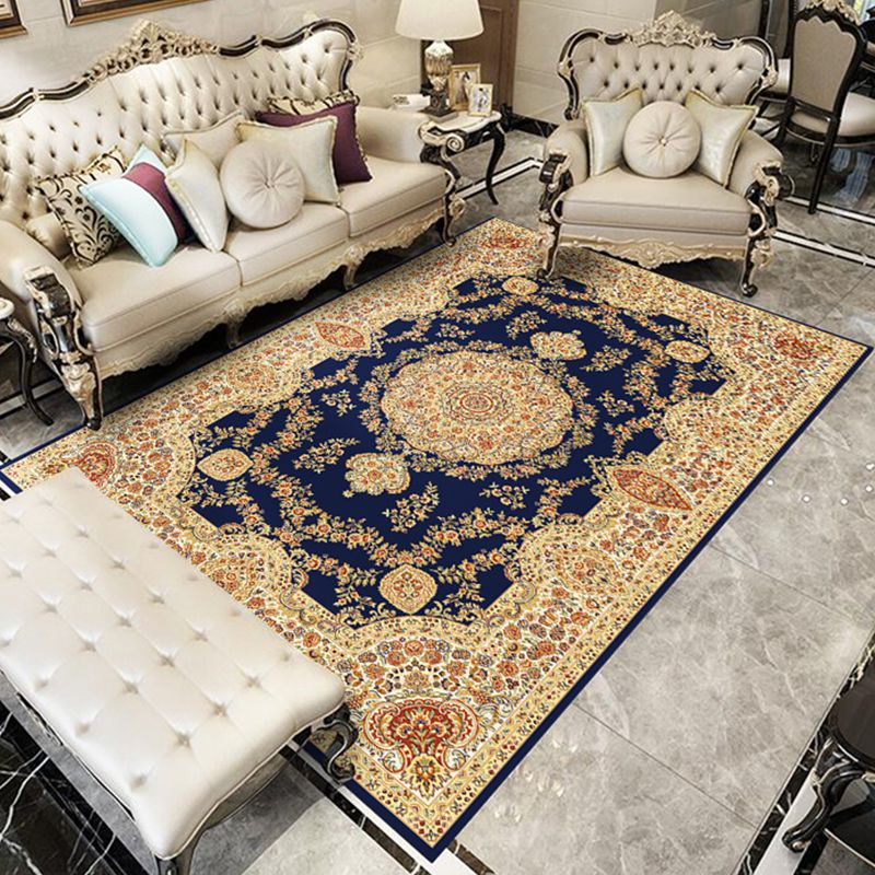 Nostalgia Floral Printed Rug Multi Color Synthetics Indoor Rug Non-Slip Backing Washable Carpet for Parlor