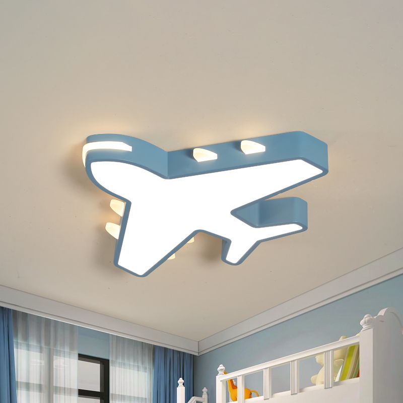 19.5/23.5 Inch Wide White/Blue Airplane Flush Mount Fixture Acrylic Modernism LED Flush Light in Warm/White Light