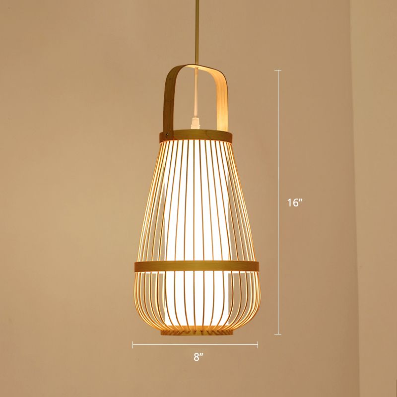 Basket Bamboo Cioncant Light Contemporary Sospensione a bulba singola Lampada