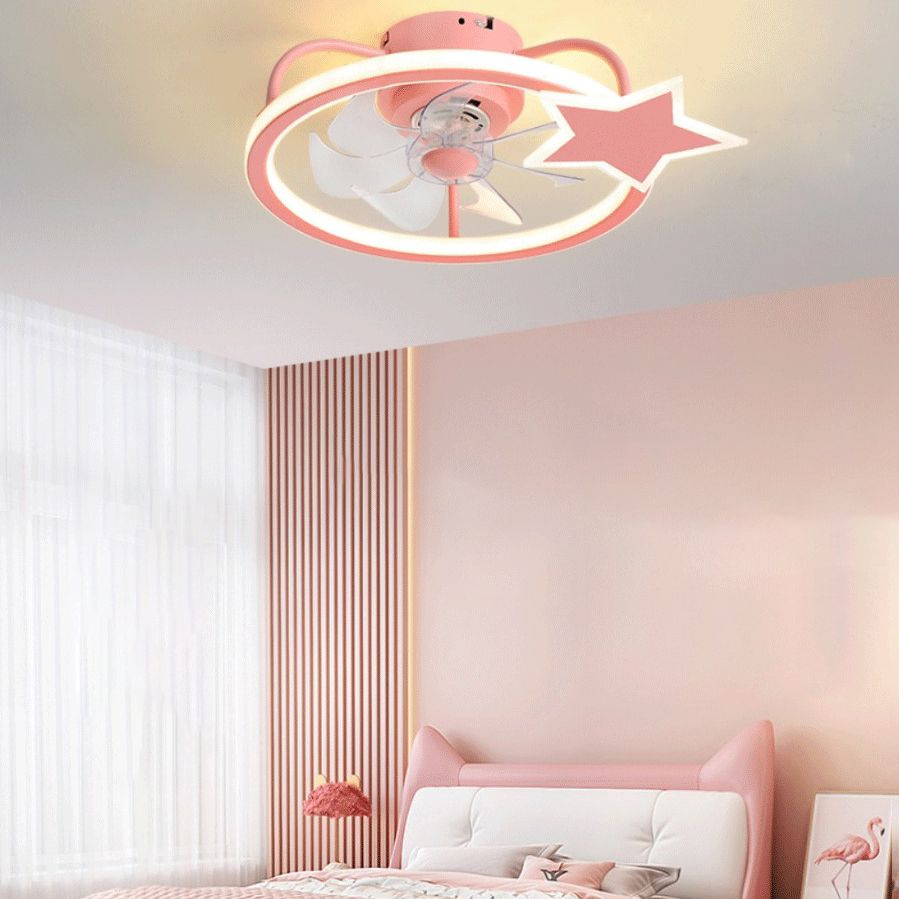 Kids Artistic LED Ventilateurs de plafond forgé de plafond étoile en fer avec une teinte acrylique