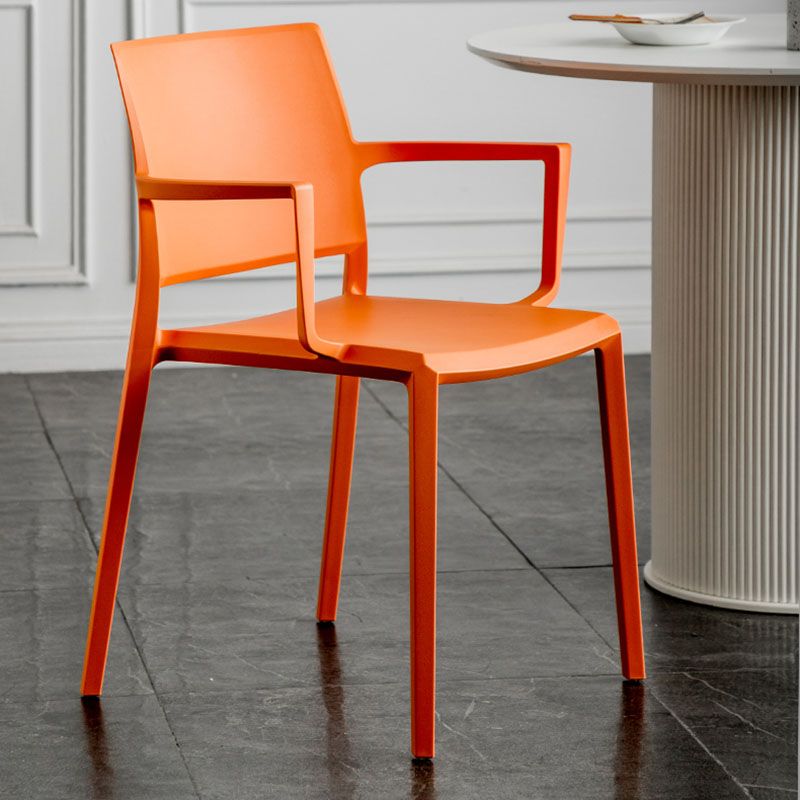 Scandinavian Plastic Dining Arm Side Chairs Solid Back Chair