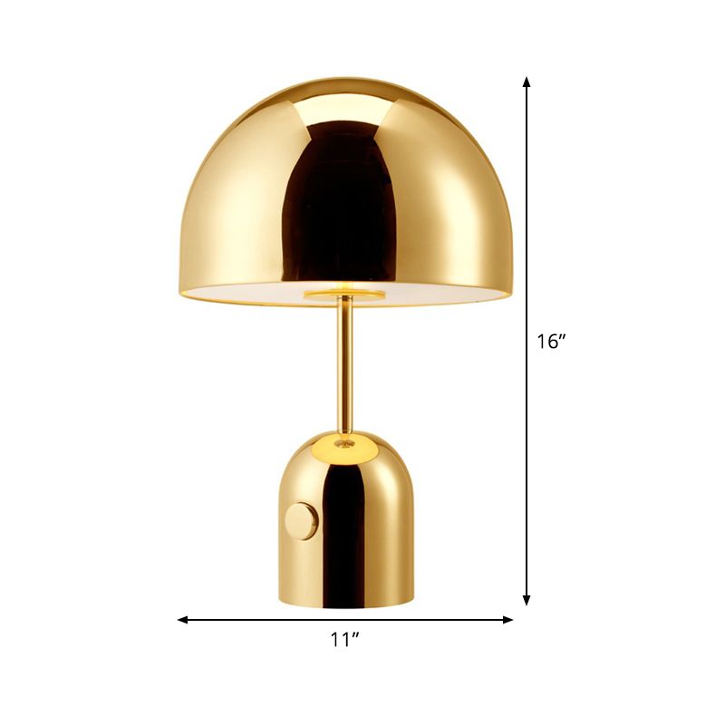 Contemporary 1 Bulb Nightstand Lamp Gold Dome Reading Book Light with Metal Shade