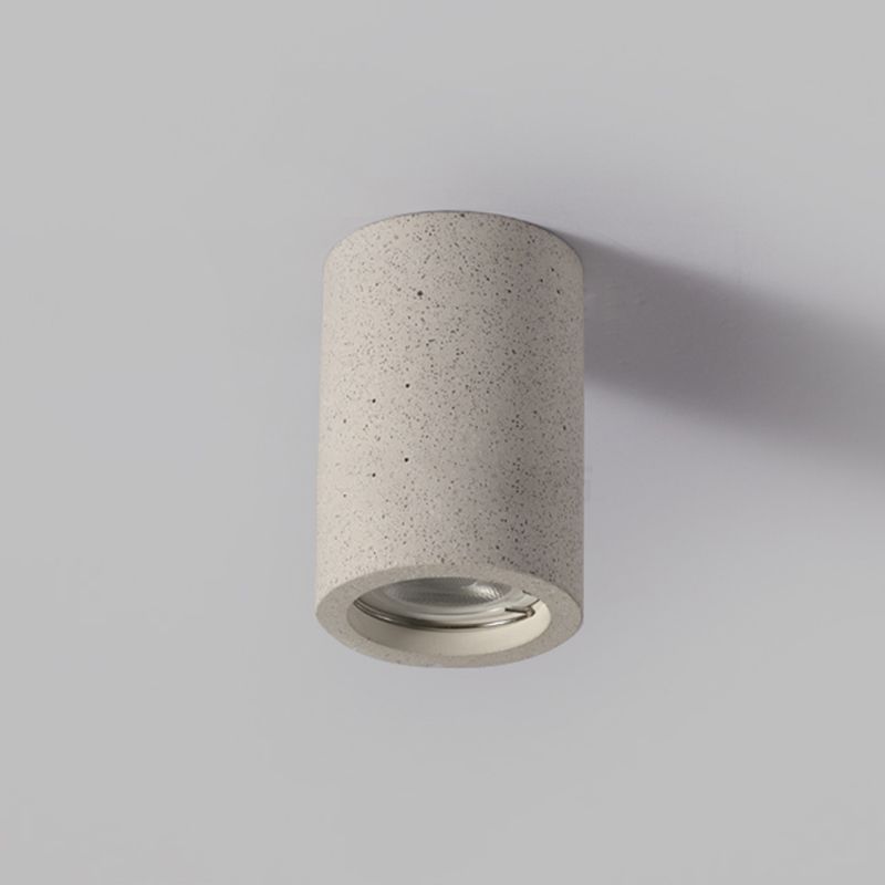 Cement Cylinder Flush Mount Minimalist 1 - Light Ceiling Flush in White / Grey