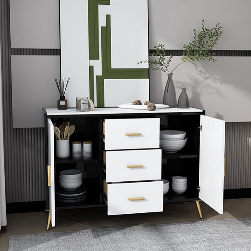 39.5"L Glam Style Side Board with Engineered Wood Drawers and Storage for Dining Room