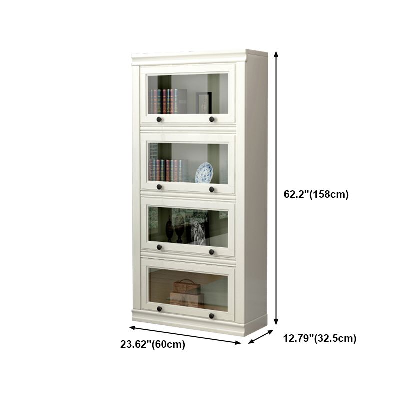 Modern Style White Bookshelf Metal Closed Back Bookcase with Door for Office