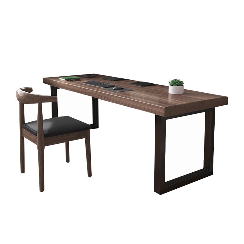 Contemporary Pine Wood Writing Desk Bedroom Office Desk with Black Legs