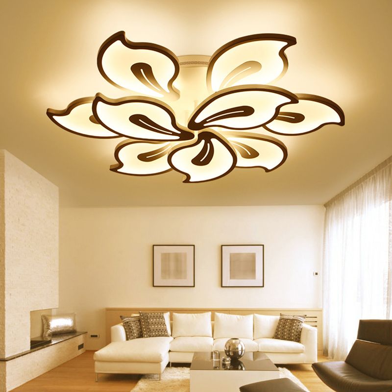 Metall Blumen halb Flush Mount Deckenleuchte moderne Schlafzimmer Halbblöcke Deckenleuchten