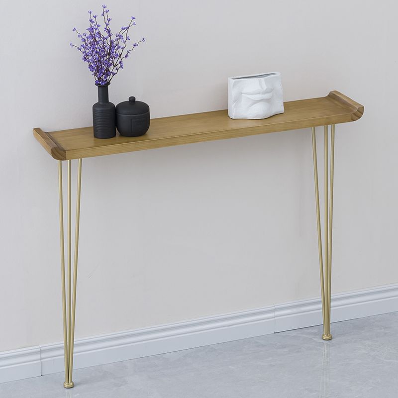 Rectangle Wood Console Table Ironcraft Frame Accent Table,Mid-Century Modern