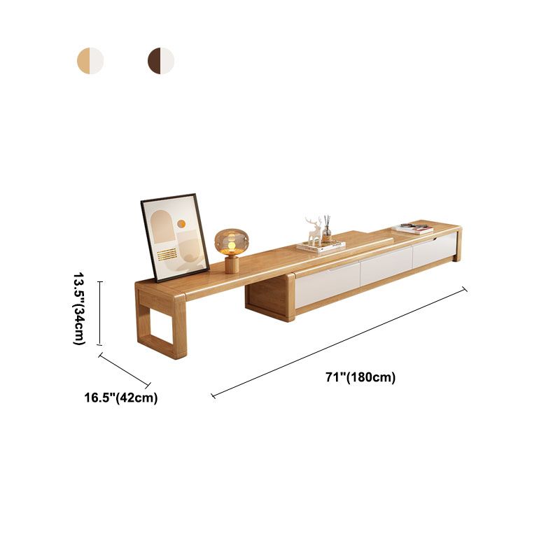 Modern Living Room TV Stand Rubber Wood TV Console with Drawers , 15" D / 16.5" D