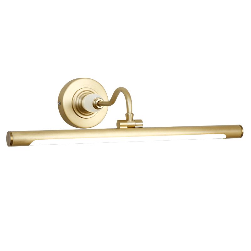 Metal linear Shade Mirro Wall Lights Modern 1 Head Wall Mount Fixture in Brass