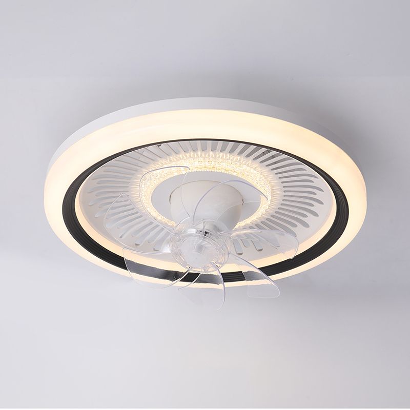 7-Blade Contemporary Ceiling Fan LED Polish Finish Fan with Light for Foyer