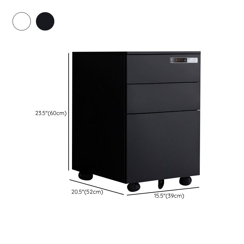 Contemporary File Cabinets Steel Frame Electronic Lock Vertical File Cabinet with Wheels