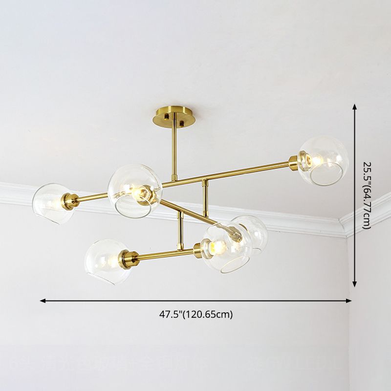 Multi-bulbs Clear Glass Chandelier Modern Styles  Lighting Fixture for Living Room Bedroom