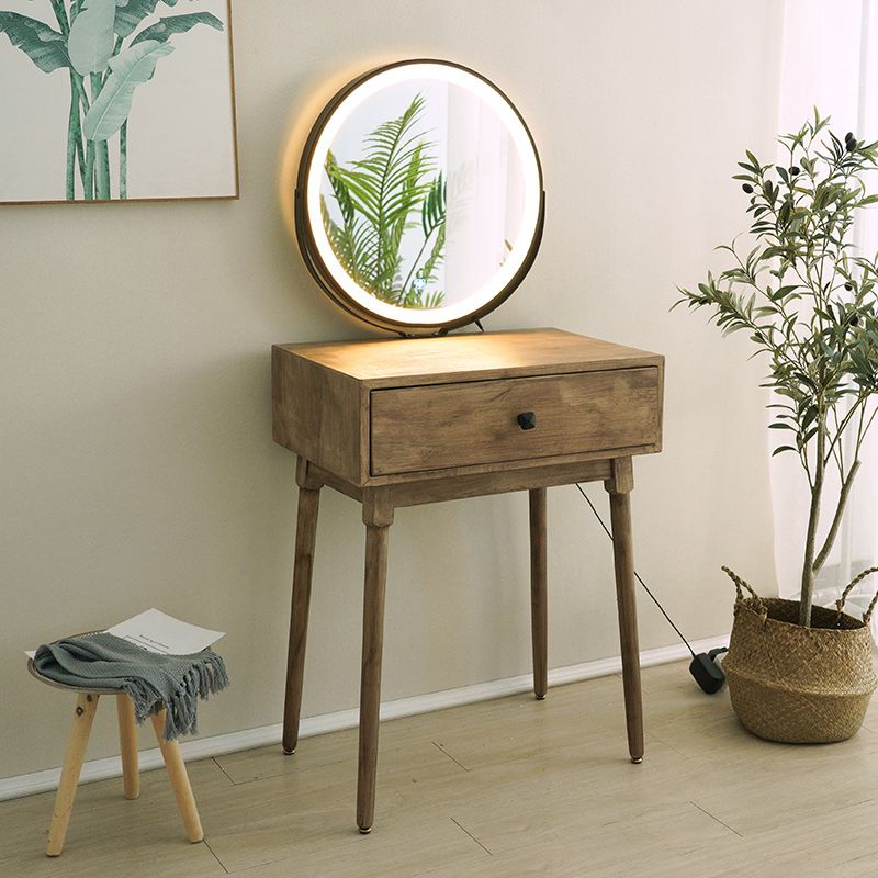 Scandinavian with Drawer Natural Lighted Mirror Bedroom Make-up Vanity