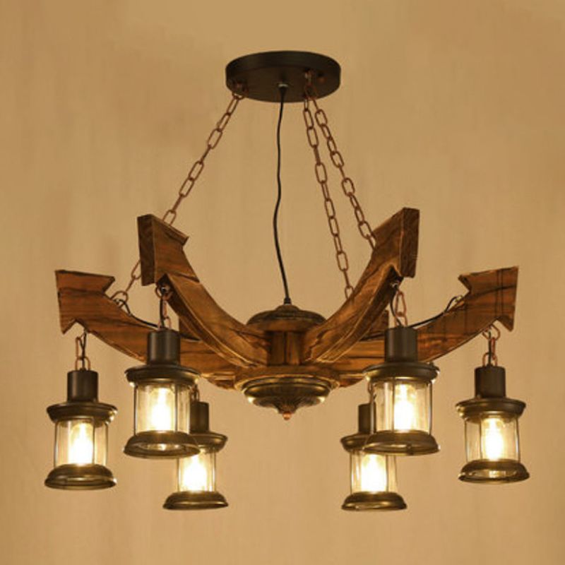 Arrow Shape Coffee Shop Chandelier Lighting Fixture Coastal Wood Hanging Ceiling Light