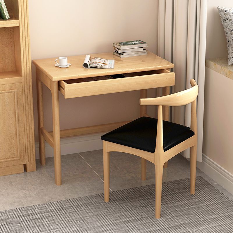 H-shaped Base Office Desk Modern Bedroom Solid Wood Task Desk with Drawer