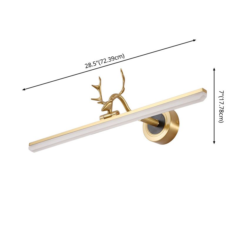 Elongated Vanity Wall Lights Vintage Simplicity Acrylic Wall Sconce with Antlers for Bathroom