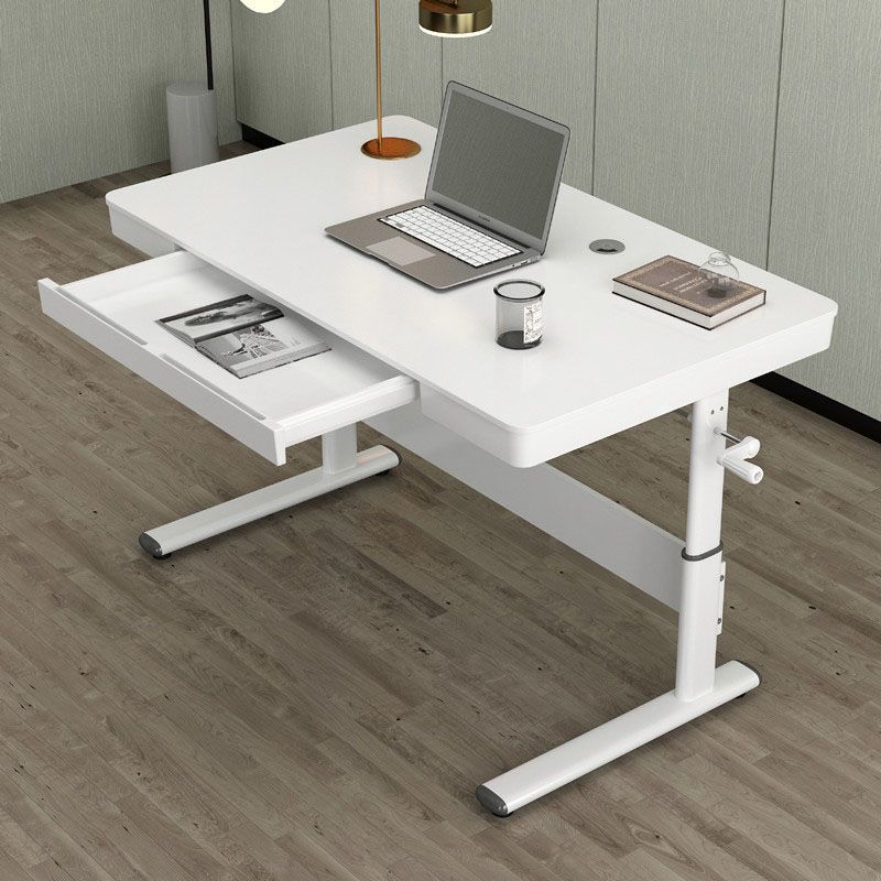 Hight Adjustable Writing Desk Bedroom White Trestle Table Leg Rectangular Desk