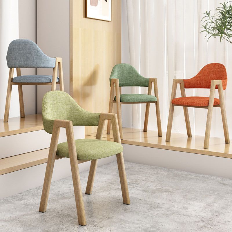 Modern Fabric Dining Chair with Arms Matte Finish Open Back Side Chair