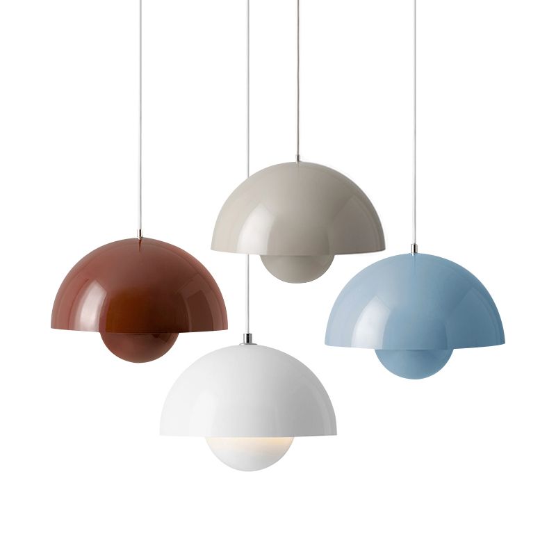 1-Light Hanging Light Fixture Macaron Style Pendant Lamp with Iron Shade for Living Room