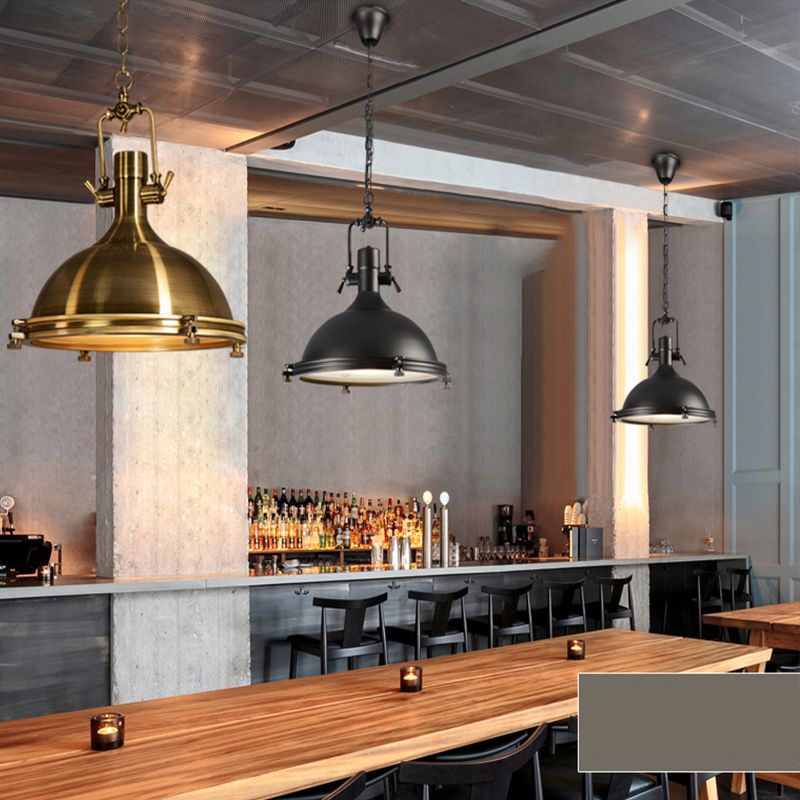 Single Light Industrial Hanging Lamps with Dome Shade for Kitchen Restaurant