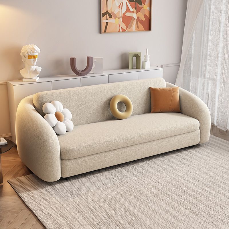 Contemporary Wool Sofa Cushions Back Sofa Bed in Beige For Living Room