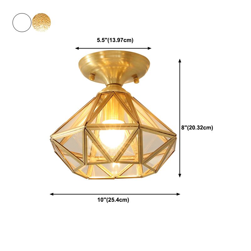 Diamond Shape Ceiling Lighting Modern Glass Flush Mount Fixture for Hallway