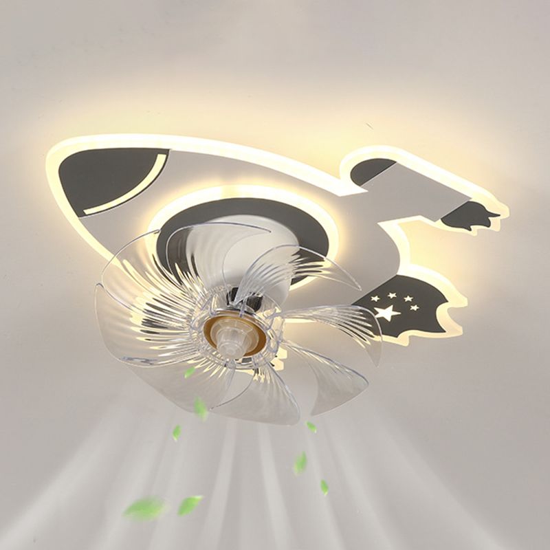 Nordic Style Ceiling Fan Lamp Rocket Shape Ceiling Fan Light for Children's Room