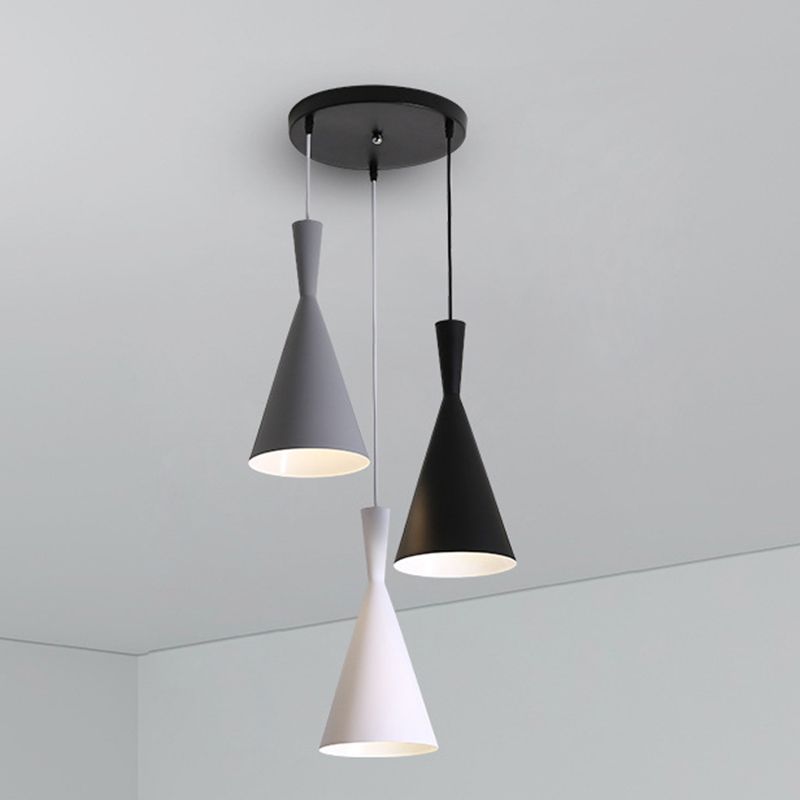 3 Lights Hourglass Hanging Pendant Lights Nordic Style Aluminum Multi Light Pendant for Restaurant