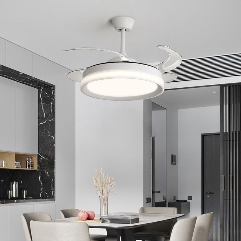 Modern 1 - Light Ceiling Fan Light in Matte White Iron and Acrylic Fan Light Fixture