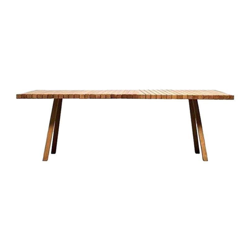 Solid Wood Top Patio Table Modern Style Rectangle Patio Table