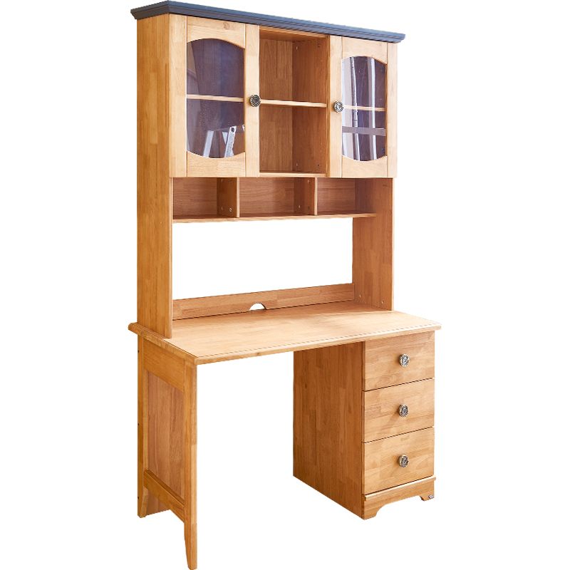 Natural Desk and Chair Set 47.24" W Kids Writing Desk with Hutch