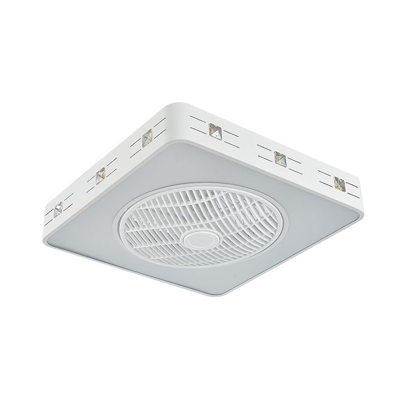 21,5 "W White LED Mont semi-chasseur Aménagement en métal contemporain Métal / Éclairage de ventilateur pendentif carré, 3 lames