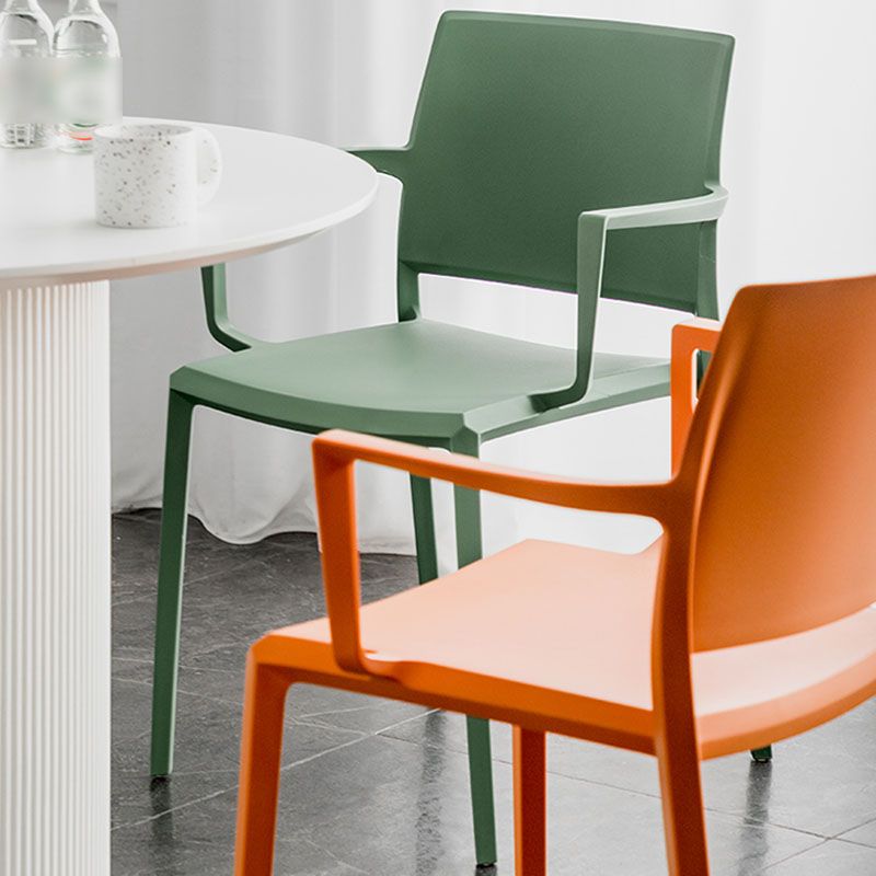 Scandinavian Plastic Dining Arm Side Chairs Solid Back Chair