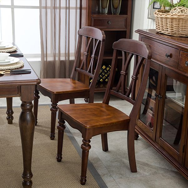 Glam Wood Dining Chair Cross Back Folding Chair for Dining Room in Brown