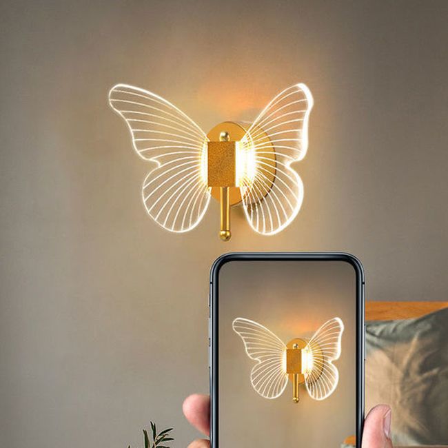 Modernism Butterfly Bath Vanity Lighting Metal Golden Vanity Lamp for Bathroom