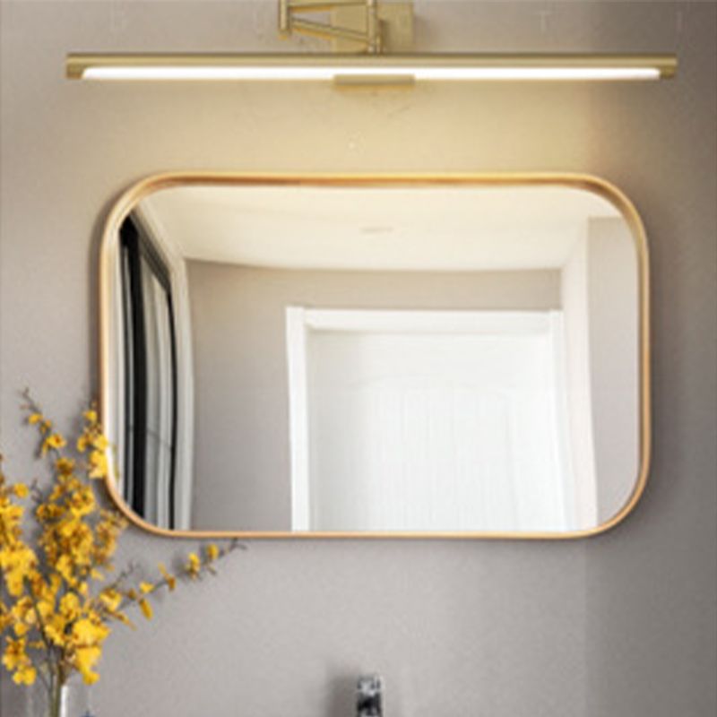 Modern Gold Vanity Light Strip Brass Swing Arm Mirror Light for Bathroom