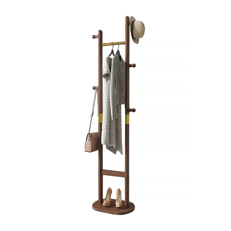 Simple Style Coat Hanger Solid Wooden Hall Tree with 5 Hooks